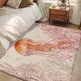 thumbnail image 4 of Coral Jellyfish Coastal Area Rugs 2.7'x5', Washable Small Throw Rugs for Kitchen Bedroom, Summer Ocean Coral Pink Linen Indoor Outdoor Rug Non-Slip Low Pile Carpet Runner Reversible Floor Mats, 4 of 8