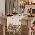 thumbnail image 2 of Spring Easter Gnomes Table Runner, Red Truck Colorful Eggs Botanical Washable Cotton Linen Table Runners 90 Inches Long, Dresser Scarf Runner for Dining/Coffee/Kitchen/Hallway Tables 13''x90'', 2 of 9