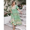 thumbnail image 2 of Women's Plus Size Floral Tie Neck Flutter Sleeve Maxi Dress 100% viscose Perfect for Summer Occasions This Season, 2 of 9