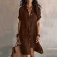 thumbnail image 2 of Noric Women's Collared Short Sleeve Midi Shirt Dresses Button Front Loose Fit Casual Solid Cover Up Dresses for Beach Vacation Daily, 2 of 6
