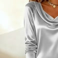 thumbnail image 6 of Stamzod formal Wedding Guest Dress Womens Long Sleeve Elegant Party Dress Summer Satin Dresses for Women Silver M, 6 of 7