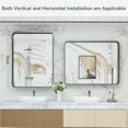 thumbnail image 6 of ZXNYH 48 x 30 Inch Brushed Silver Bathroom Mirror for Wall Brushed Brass Metal Rounded Corner Rectangle Mirror Metal Frame Deep Set Design Hangs Horizontal Or Vertical, 6 of 6