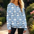 thumbnail image 4 of Women's Fashion Casual Christmas Print Pullover Long-Sleeve Hooded Sweatshirt, Festive Fall Winter Wear with Soft Fabric and Holiday Theme for Cozy Comfort,Sky Blue,XL, 4 of 5