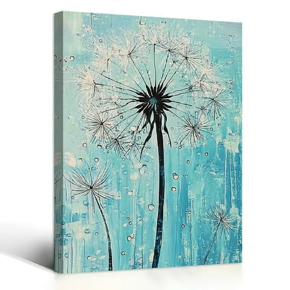 green background Dandelion Canvas Wall Art for Living Room Canvas Print Wall Artworks Bedroom Decoration, Framed office kitchen bathroom Wall decor Home Decorations 12x16 in