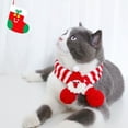 thumbnail image 4 of Foulard Rayée en Laine Tricotée pour Chien Chat Ajustable Fête, 4 of 4