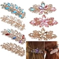 thumbnail image 2 of Trayknick Femmes Mode Fleur Feuille Cristal Strass Cheveux Barrette Clip Épingle à Cheveux Bijoux, 2 of 13
