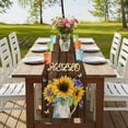 thumbnail image 4 of Table Runners 120 Inches Long Dress Scarves, Sunflower Farmhouse Coffee/Dining/Kitchen Table Runner for Living Room, Yellow Flowers Summer Botanical Wooden Retro Art 13x120 Inch, 4 of 9