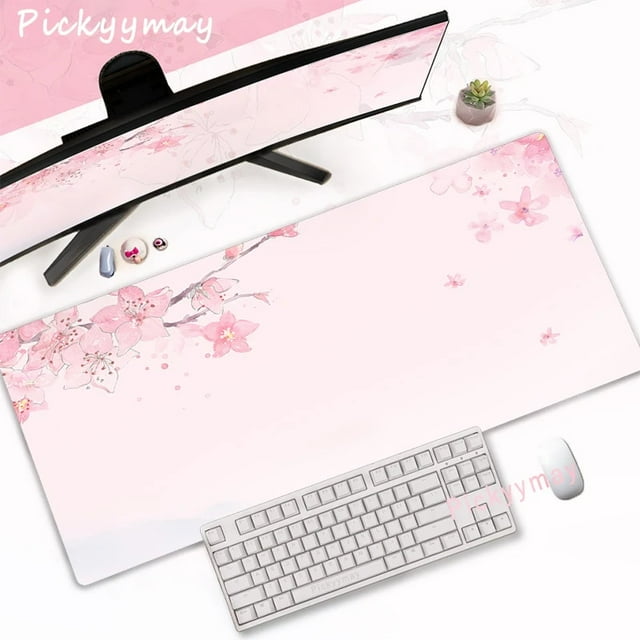 Pink Cherry Blossoms Mousepad Home Computer Table Large Pc Mouse Pad Art Sakura Keyboard Mause Rug Desk Mat Office Accessories