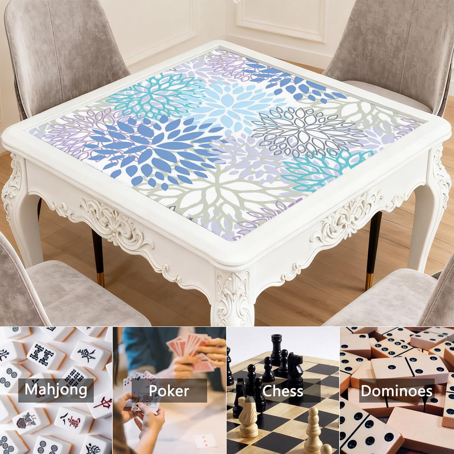 31.5 Inch Boho Style Table Pad Made of High Quality Rubber Material with Anti-Slip Backing and Noise Reduction Properties for Card Games