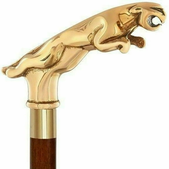 Victorian Premium Walking Cane Beautiful Plated Solid Brass Handle Walking Stick & Crutches Buffed Polished Canes for Men and Women (Lion)
