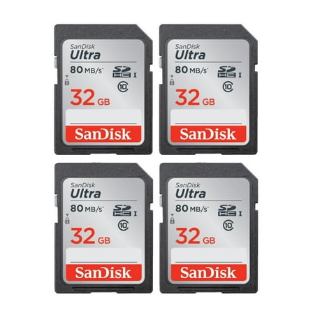 SanDisk Ultra 32GB 80MB/s SD Memory Card (4-Pack)