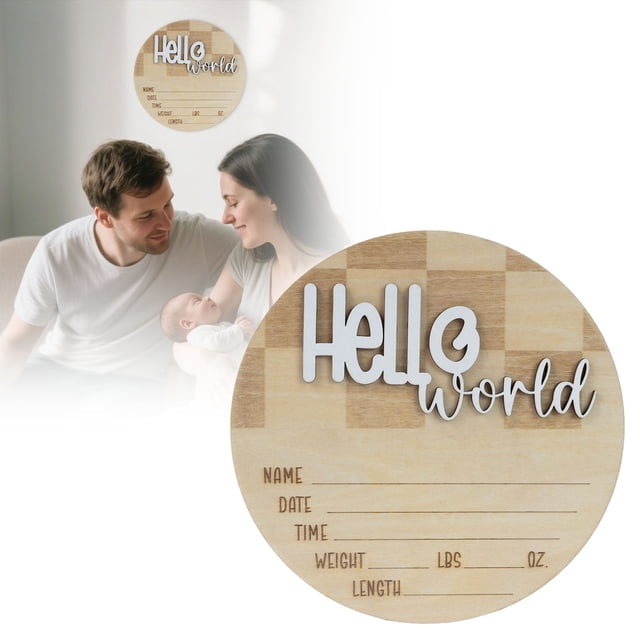Cartel De Anuncio De Nacimiento Cartel De Madera «Hola Mundo» Cartel De Anuncio De Nacimiento Niños Y Niñas Recién Nacidos Guardería