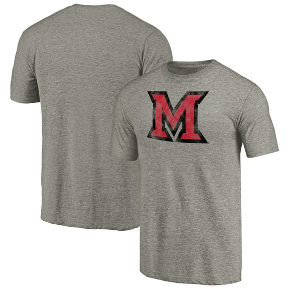 Men's Heathered Gray Miami University RedHawks Classic Primary Logo Tri-Blend T-Shirt