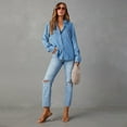 thumbnail image 2 of Womens Casual Denim Shirt - Turn Down Collar, Long Sleeve, Button Front - Western Style Top - S-XL, 2 of 8