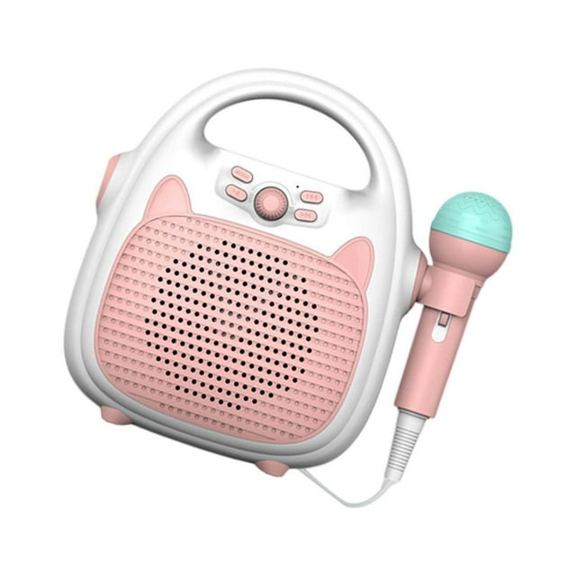 Freer Machine de Karaoké pour Enfants Jouets de Chant Microphone Jouet Tout-Petit bluetooth Haut-Parleur mp3 Intérieur Extérieur Portable Rose