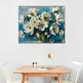thumbnail image 3 of Nawypu  Flowers Canvas Wall Art White Elegant Modern Picture Gold Foil Rustic Painting Colorful Turquoise Floral Large Teal Artwork for Living Room Bedroom Bathroom Dining Room Home Office Decor, 3 of 5