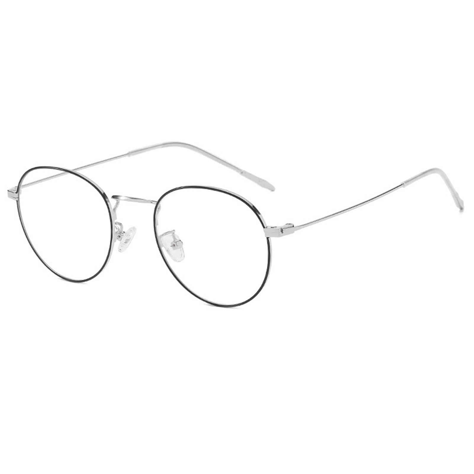 Round Computer Glasses Color Changing Clear Anti Blue Light Glasses Metal Frame AntiReflective