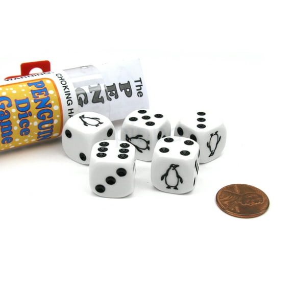 koplow games penguin dice game with 5 dice travel tube and gaming instructions #18777