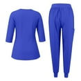 thumbnail image 3 of Scrubs Sets for Women 2 Piece 2026 Spring Summer 3/4 Sleeve Scrub Top & Jogger Pant Quick Dry Nursing Workwear Stretch Medical Uniform with Multi Pocket for Doctors, Nurses Blue 2XL, 3 of 4