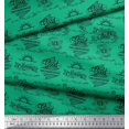 thumbnail image 3 of Soimoi Green Velvet Fabric Sun & Text Decor Fabric Printed Yard 58 Inch Wide, 3 of 5