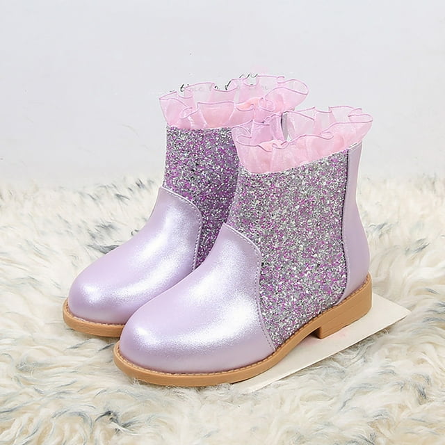 XIMIN Toddler Riding Boots Girls Princess Rhinestone Sparkly Boots Ponited Toe Mid Calf Ankle High Booties Mid-Calf Dress Up Party Boot