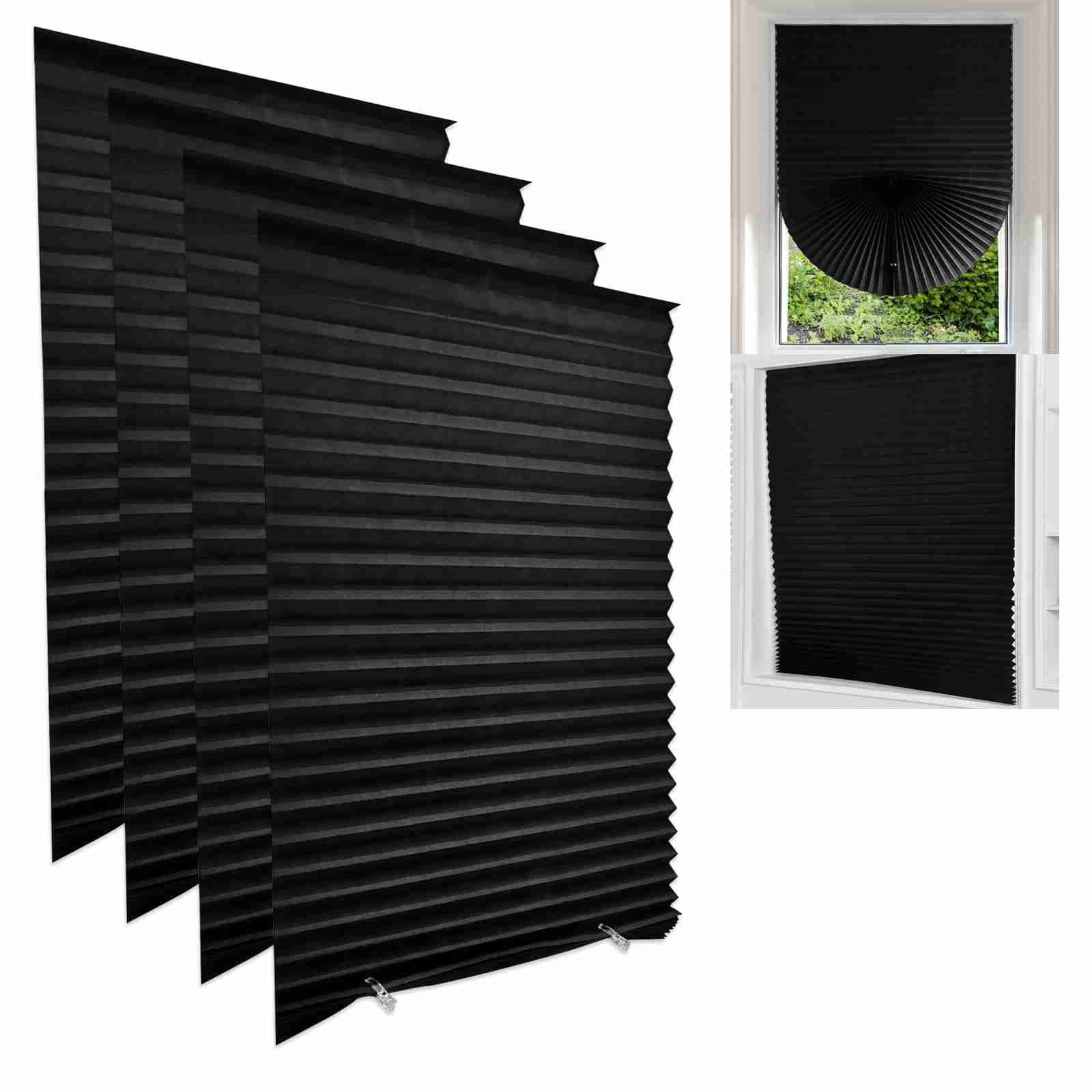Pleated Shades for Windows Cordless, 4 Pack Room Darkening Pleated