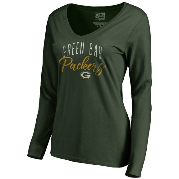 Women's Green Green Bay Packers Graceful Long Sleeve V-Neck T-Shirt