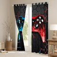 thumbnail image 3 of Castle Fairy Video Game Curtains Pack of 2 (42x84 Each) for Teens,Gradient Honeycomb Curtains Blackout,Blue Red Bedroom Curtains,Breathable Home Decor, 3 of 6