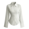 thumbnail image 4 of Womens Long Sleeve Button Down Shirts Dressy Business Work Blouses Athleisure Tech Top, 4 of 4