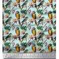 thumbnail image 1 of Soimoi Crepe Silk Fabric Macaw Parrot,Leaves & Waterlily Floral Printed Craft Fabric by the Yard 42 Inch Wide, 1 of 1