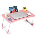 thumbnail image 1 of FISYOD Foldable Laptop Table, Portable Lap Desk Bed Table Tray, Laptop Stand with Cup Holder & Tablet Slot & Lifting Handle for Working Writing Drawi, 1 of 6