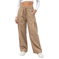 thumbnail image 2 of Women's Wide Leg Pants - Lightweight Pleated Casual Long Trousers - Loose Elastic Waist Drawstring Outdoor Running Pants with Pockets, 2 of 9