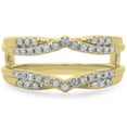 thumbnail image 1 of Dazzlingrock Collection 0.33 Carat (ctw) 14K Round Diamond Wedding Band Guard Double Chevron Ring 1/3 CT, Yellow Gold, Size 8.5, 1 of 3
