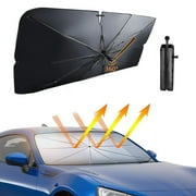 Gearup Car Windshield Sun Shade Umbrella 58x33 in For Most Vehicles, Upgraded Sunshade Windshield Umbrella with 360 Bendable Handle Full Cover UV/Block Heat