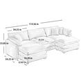 thumbnail image 6 of 114'' Oversized Modular Cushion Sofa with Portable Ottoman, L-Shaped Corner Spacious Sectional Sofa Set, 25'' Deep Seating, for Home Apartment Living Room, Grey, 6 of 9
