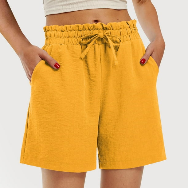 MKLEKYY Pantalones Cortos Deportivos para Mujer, Modernos Pantalones Cortos de Verano con Cordón, Cómodos y con Bolsillos, Ropa Informal Holgada para Vacaciones y Playa.