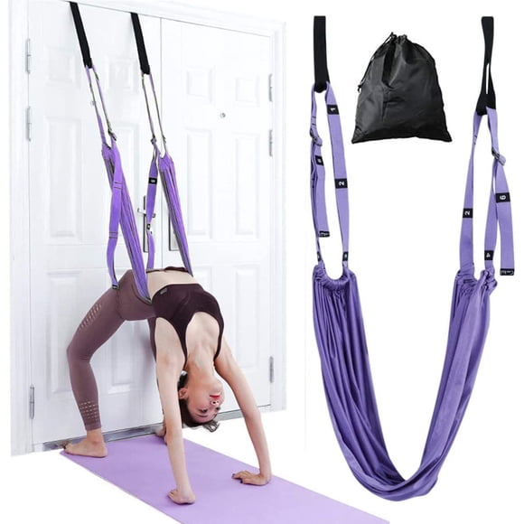 Xiao Hua Yoga Stretching Strap, Adjustable Height Leg Stretcher Waist Back Stretch Band Aerial Yoga, Anti-gravity Inversion Exercises Door Flexibility Tensile Trainer for Rehab Pilates Dance Splits（A）