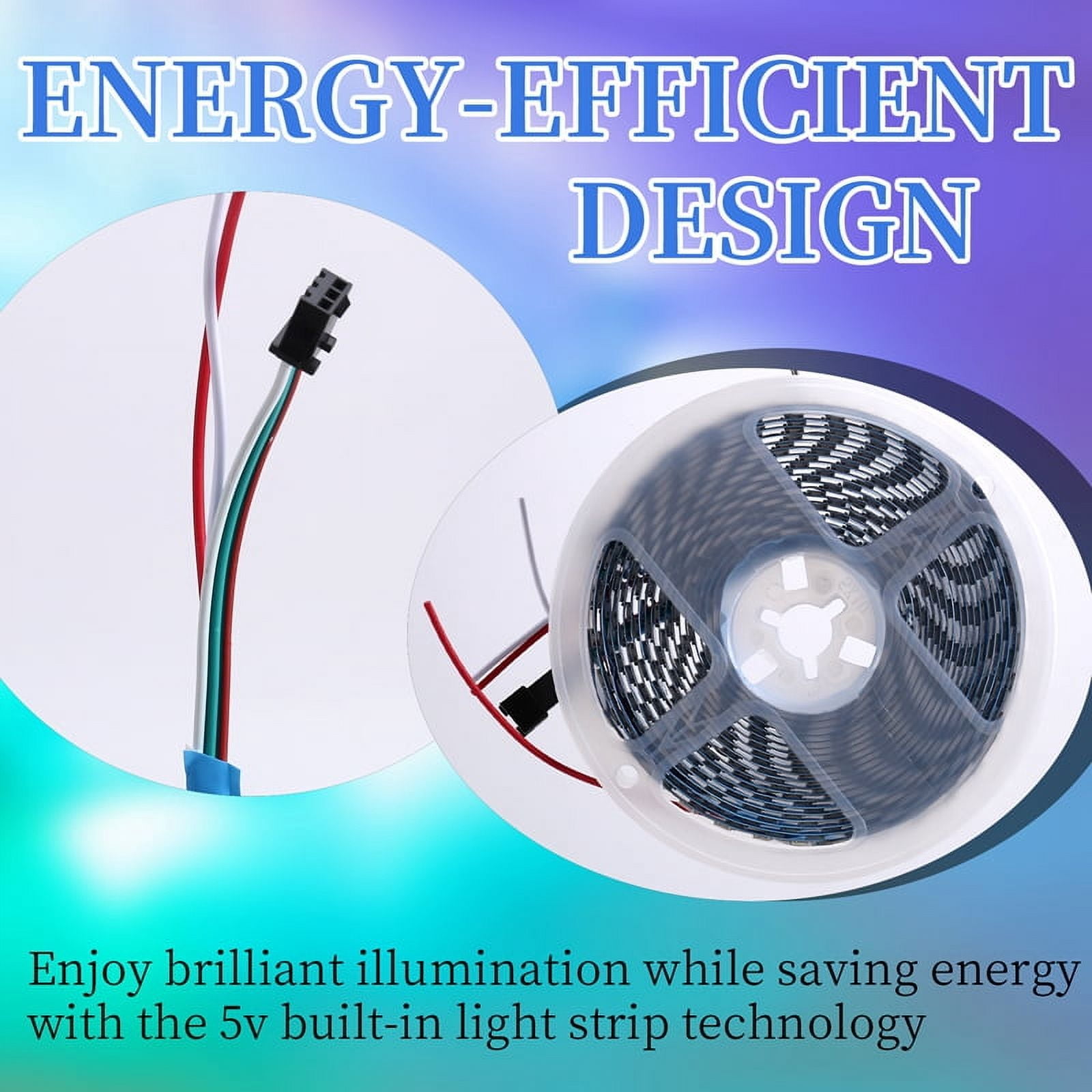 LED Magic Light with Full Color 5v Built-in Light Strip Smart Color Soft LED RGB Atmosphere Decorative Light 96 Light,1 * LED magic light strip,White