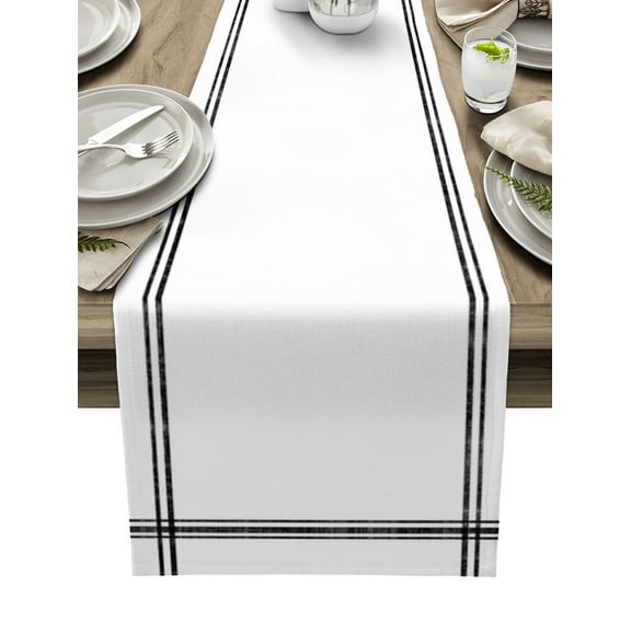 Table Runner Dresser Scarves 90 Inch Long, Minimalist Modern Art Linen Dining Table Runners Solid Pure White Color Tabletop Scarf for Wedding Holiday Party Kitchen