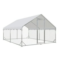 Large Metal Chicken Coop Run, Outdoor Chicken Coop,Walk-in Poultry Cage Spire-Shaped Chicken Run with Waterproof and Anti-Ultraviolet Cover for Outside,Backyard and Farm,13'x9.8'x6.4'