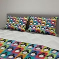 thumbnail image 2 of Penguin Comforter & Sham Bedding Set, Rainbow Colored Checkered Squares Pattern with Arctic Animal Cartoon Character, 3 pcs Duvet Set Microfiber Filling Quilt, 5 Sizes, Multicolor, by Ambesonne, 2 of 4