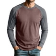 thumbnail image 2 of Zylanna Mens Raglan Long Sleeve Tees, Raglan Sleeve Stretchy Classic Crewneck Regular Fit Casual Layering Shirts for Men Coffee, 2 of 9