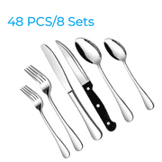 48-Pieces Silverware Set for 8, Stainless Steel Flatware Cutlery Utensil Set forks and Spoons, Kitchen Tableware Set