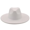 thumbnail image 1 of Simple British Style Winter Wool Solid Classic Fedoras Cap Men Women Panama Jazz Hat 9.5cm Wide Brim Big Fedoras, 1 of 2