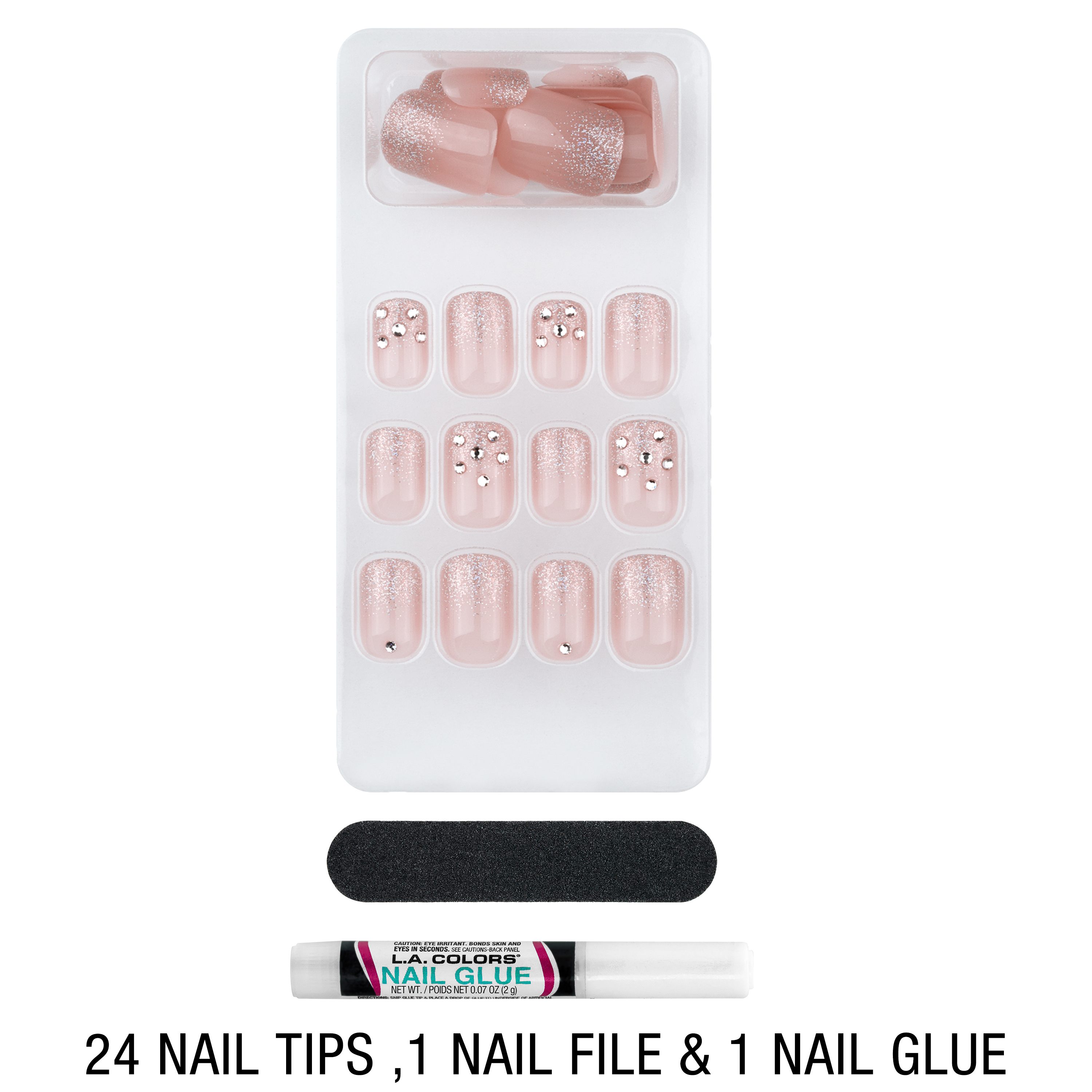 L.A. COLORS Fashion Nail Deluxe, Nail Tips, Princess Charming, 24 Pieces