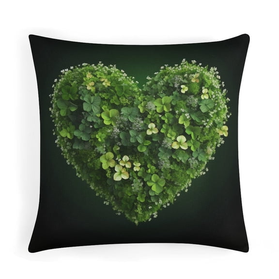 Pillow Case St. Patrick's Day Green Shamrock Heart Pillowcase Farm Decorations Pillow Case 16"x16" Decorative Pillow Case for Couch Bed Car St Farmhouse Pillow Covers
