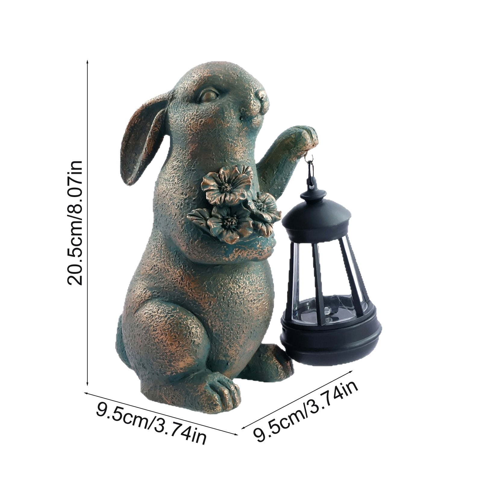 Clearance Garden Statues Rabbit with Solar Lantern Outdoor Bunny Figurines Decorations for Patio Yard Lawn Ornaments Gifts for Birthday Easter Housewarming