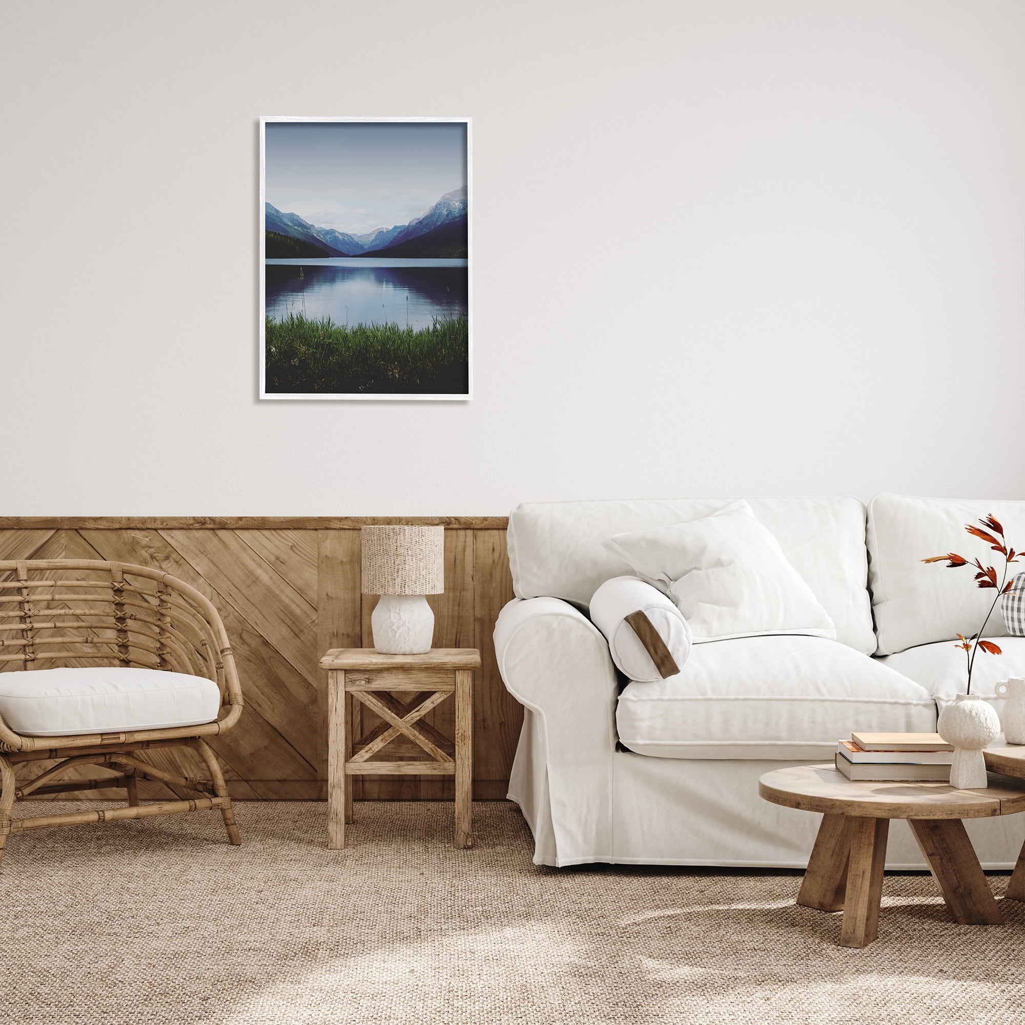 Stupell Industries Dark Mountain Landscape Nature Photography White Framed Art Print Wall Art, 24 x 30