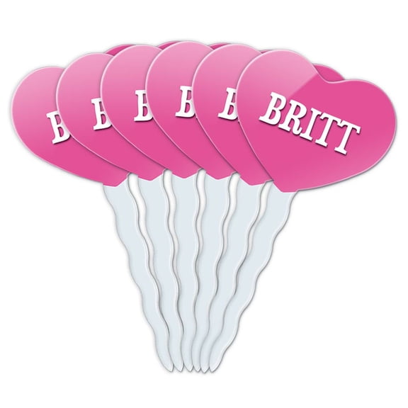 Britt Heart Love Cupcake Picks Toppers - Set of 6