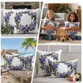 thumbnail image 5 of Floral Botanical Purple Outdoor Waterproof Pillow Covers, Spring Flowers Watercolor Decorative Square Throw Pillowcase Sofa Cushion Sham for Patio/Couch/Chair, 18"x18" 2 Pack, 5 of 8